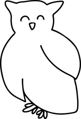 Cute doodle halloween owl. Simple coloring card holidays design element, nursing