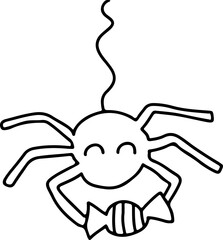 Cute doodle halloween spider. Simple coloring card holidays design element, nursing