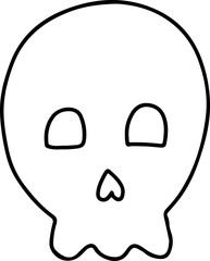 Cute doodle halloween skeleton. Simple coloring card holidays design element, nursing