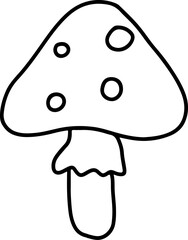 Cute doodle halloween mushroom. Simple coloring card holidays design element, nursing