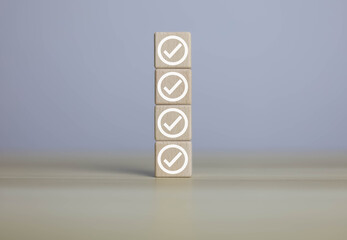Check mark for auditing, business surveys, decision making and agreement planning, customer...
