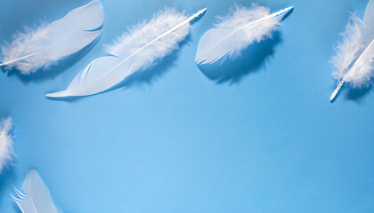 Celestial Beauty: Delicate White Feather Floating in the Blue Sky | AI-Generated Feather Photography