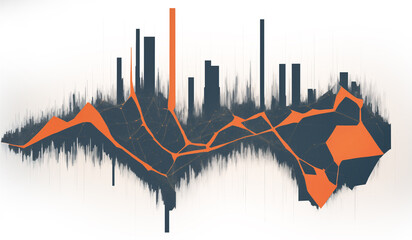 Abstract graph with orange highlights. Based on Generative AI