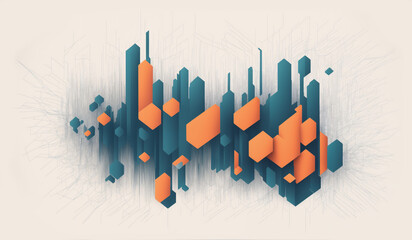 Abstract graph with orange and blue highlights. Based on Generative AI