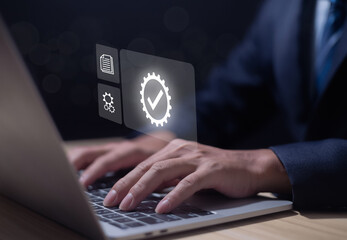 Obraz premium Guaranteed quality and service standards in technology business Follow the rules, and procedures, for ensuring control management in an effective organization in the industry