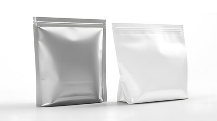 Plain white and silver snack package mock up