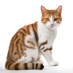 Obraz premium American Wirehair cat isolated on white background. Generative AI