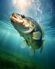 Fototapeta premium Largemouth Bass Upview created with Generative AI Technology, ai, generative