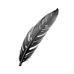 Black bird feather fluffy isolated on transparent background, Generative AI