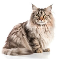 Obraz premium Siberian cat cat isolated on white background. Generative AI