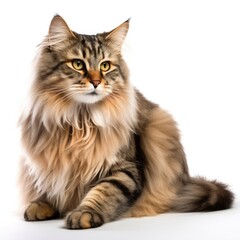 Fototapeta premium Siberian Forest Cat cat cat isolated on white background. Generative AI