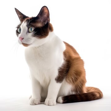 Snowshoe cat cat isolated on white background. Generative AI