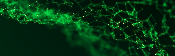 Abstract illustration with connected dots and lines. Digital network background. The concept of science, technology. 3D