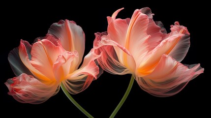 Fototapeta na wymiar Bouquet of tulips. Flat lay