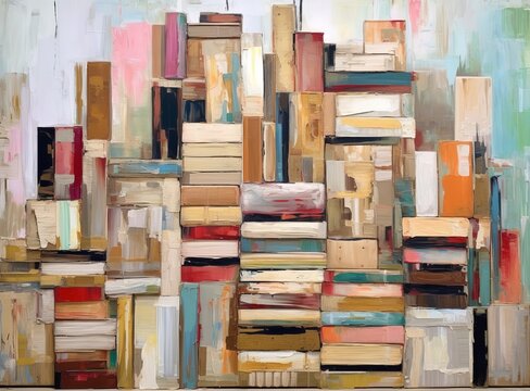painted books in style of structured chaos