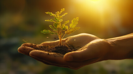 Fototapeta premium tree sprout in hands