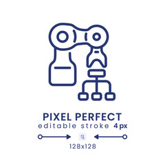 Process automation linear desktop icon. RPA technology. Boost productivity. Pixel perfect 128x128, outline 4px. GUI, UX design. Isolated user interface element for website. Editable stroke