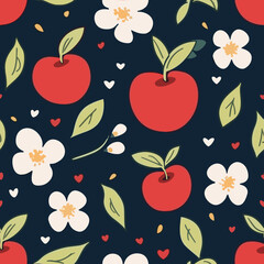 Colorful Fruit and Floral Tile. Minimalist Fruit and Flower Tile.