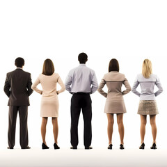Obraz premium Rear view of business group standing in row