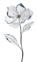 Fototapeta premium Crystal or glass flower with leaves and a long stem.