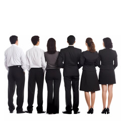 Obraz premium Rear view of business group standing in row