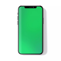 Close up of man's hand holding a smart phone with vertical green mock up chroma key screen and doing gestures on touchscreen