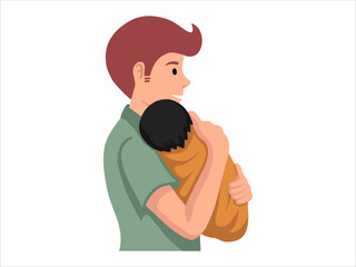 Father holding baby or avatar icon illustration