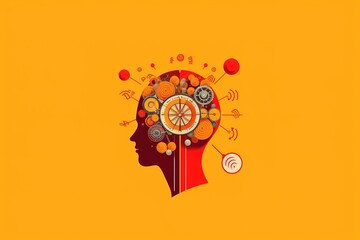 thought process in the brain modern illustration