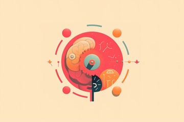 thought process in the brain modern illustration