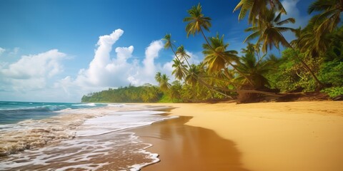 footprints on the sand, beach, ocean, palms