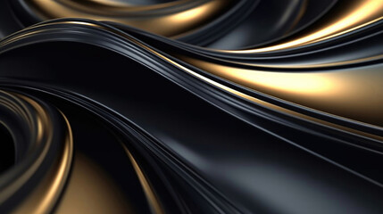 Captivating Black And Gold Backgrounds With Wavy Lines And Curves - Stunning Gold And Black Color Scheme For Abstract Designs 3D Animation Motion Graphic Still  Generative AI