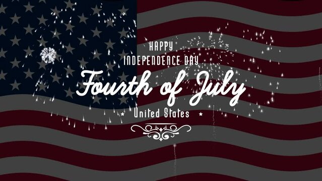 Happy 4th of July Independence day USA celebration with american flag and fireworks background