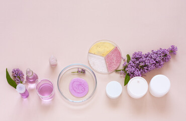 Development of new types of natural cosmetics with floral extract and lilac aroma. Moisturizing...