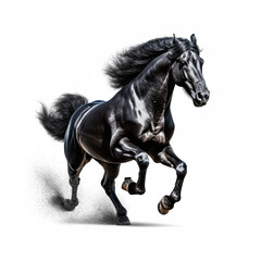 Obraz na płótnie Canvas black horse running, white background