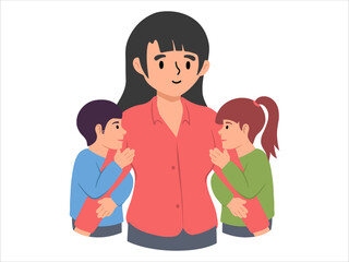 Mother two Kid or People Character illustration