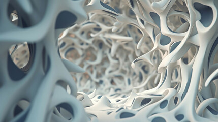 Abstract White Objects In A Room: A Stunning Display Of Lines And Shapes In A Captivating Stock Photo 3D Generative Art Animation Still  Generative AI