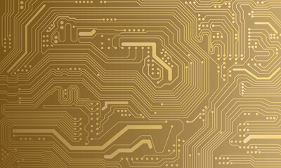 A gold background of circuits and technology