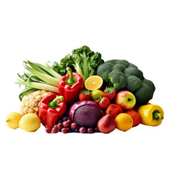 Fototapeta na wymiar Fruits and vegetables isolated on white background