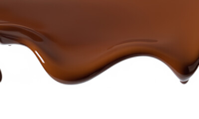 Melted chocolate drip. Milk chocolate liquid texture. Flowing creamy swirl wave.