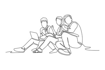 Continuous one line drawing off to university concept. Single line draw design vector graphic illustration.