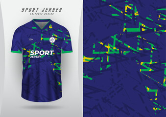 Background for sports jersey, soccer jersey, running jersey, racing jersey, blue-green-yellow grunge pattern.