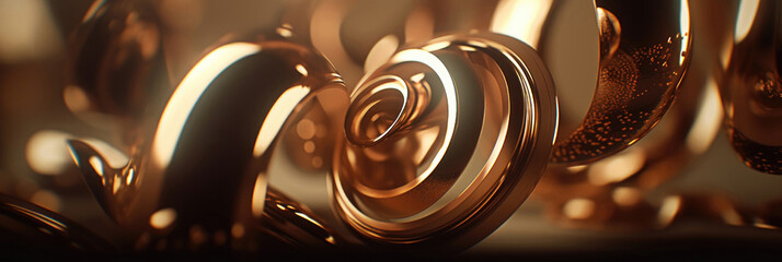 Metal Close-Up With Swirly Design On Black Background: High-Quality Stock Photo With Yellow Border For Your Creative Projects 3D Still Motion Animation Frame Generative AI