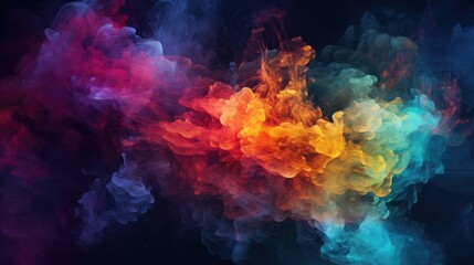 Fototapeta na wymiar Colorful Abstract Smoke Explosion on Dark Background