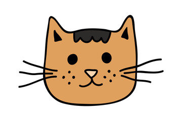 Hand drawn cat muzzle clipart. Cute pet face doodle