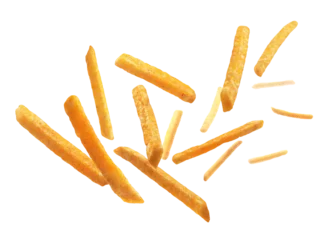 Fotobehang Macrofotografie French fries levitate  png