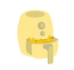 Editable vector illustration of Air Fryer with chips 