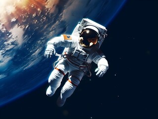Obraz na płótnie Canvas an astronaut floating through space during a spacewalk, surrounded by the infinite expanse of cosmic art. created generative AI