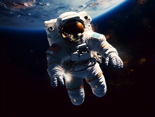 Fototapeta premium an astronaut floating through space during a spacewalk, surrounded by the infinite expanse of cosmic art. created generative AI