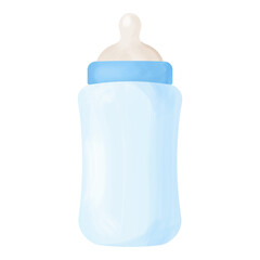 Blue feeding bottle for boy. It's a boy. Oh baby