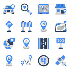 Pack of Map and Navigation Flat Icons